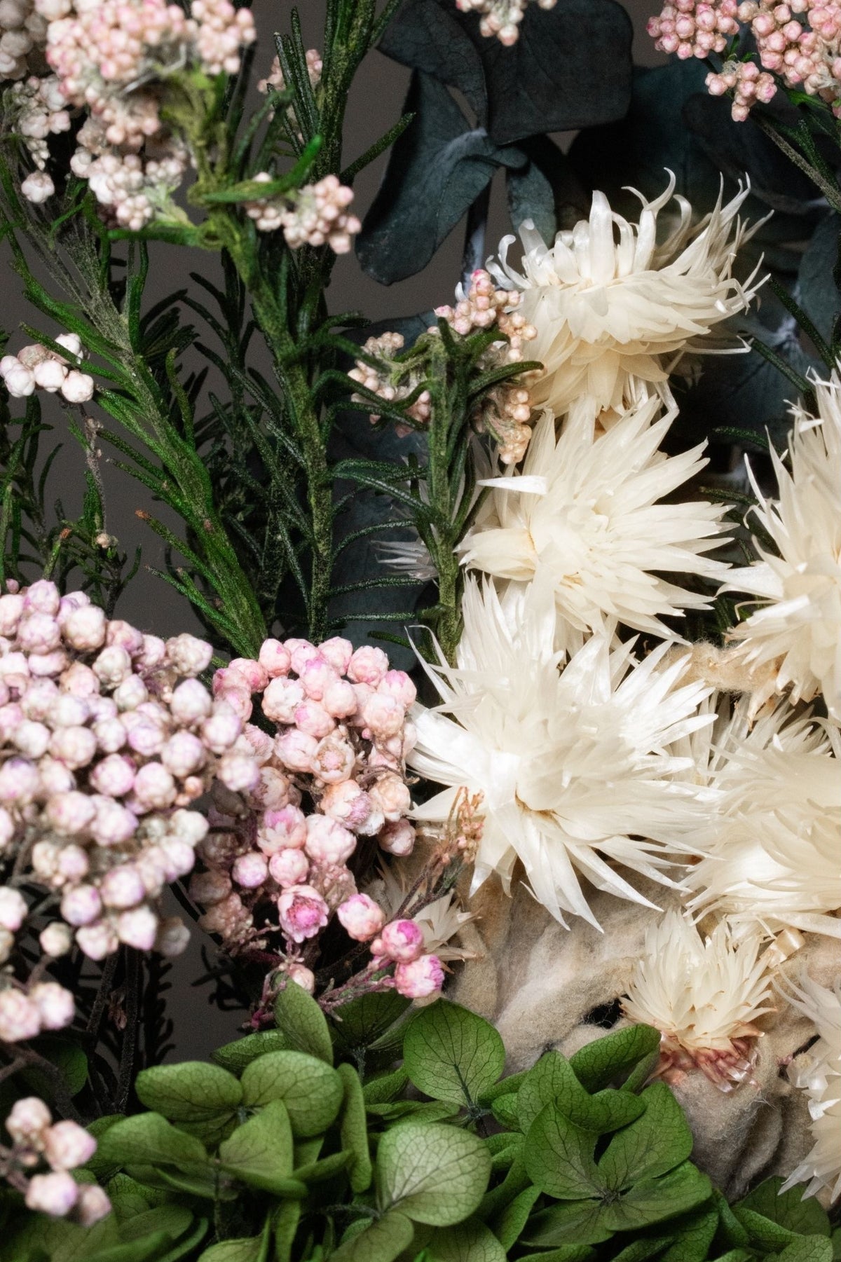 Willow – Forest Green & Pink Preserved Flower Bouquet – Classic