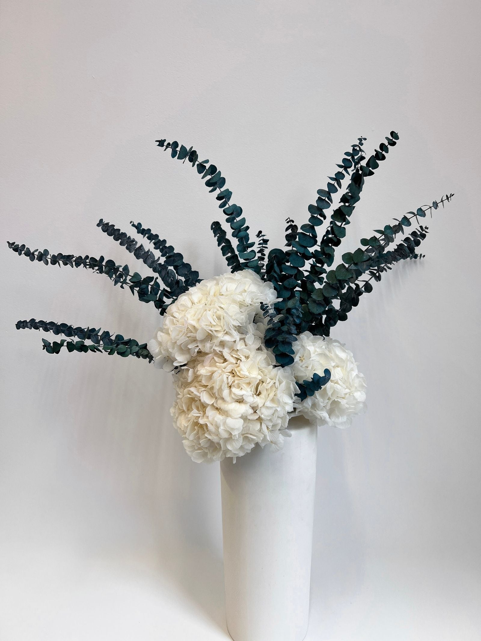 Aurelia – Ivory White Preserved Hydrangea Arrangement in Premium White Vase – Luxe