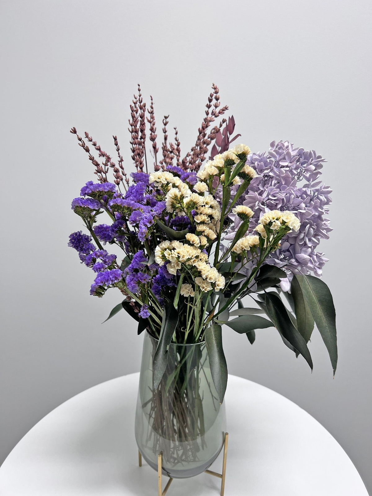 Sylvie – Lavender Preserved Wildflower Arrangement in Échasse Vase – Luxe