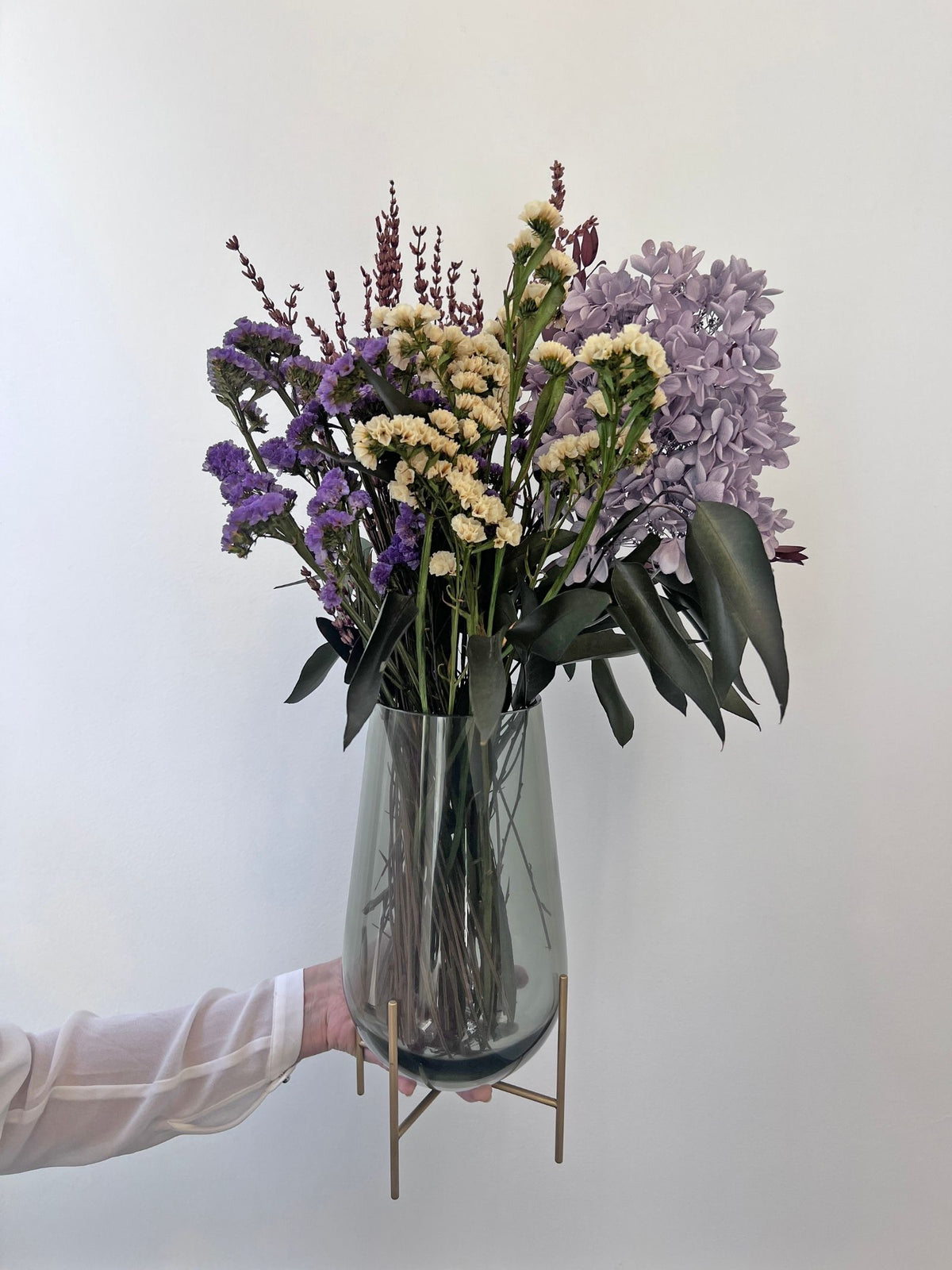Sylvie – Lavender Preserved Wildflower Arrangement in Échasse Vase – Luxe
