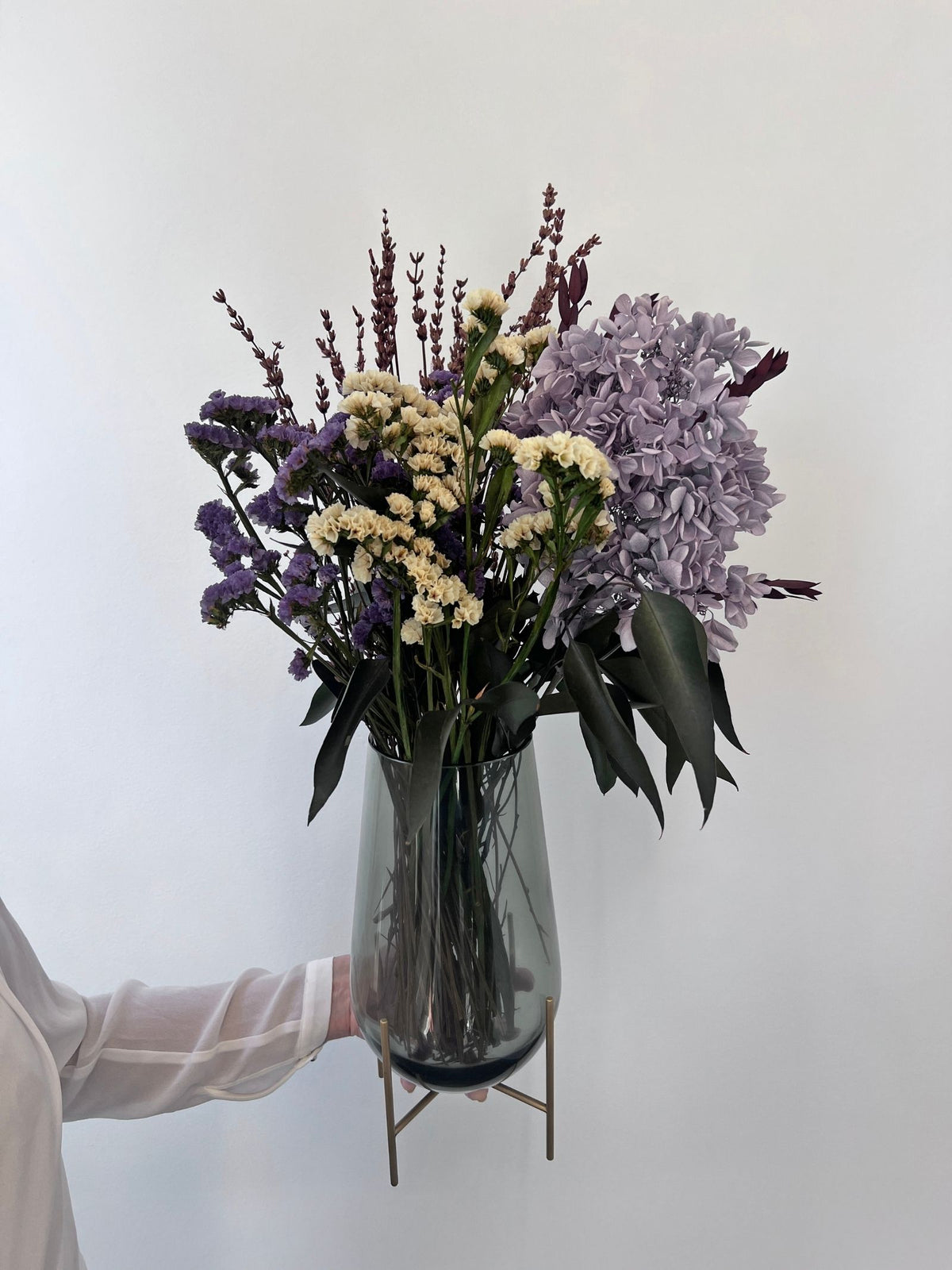 Sylvie – Lavender Preserved Wildflower Arrangement in Échasse Vase – Luxe