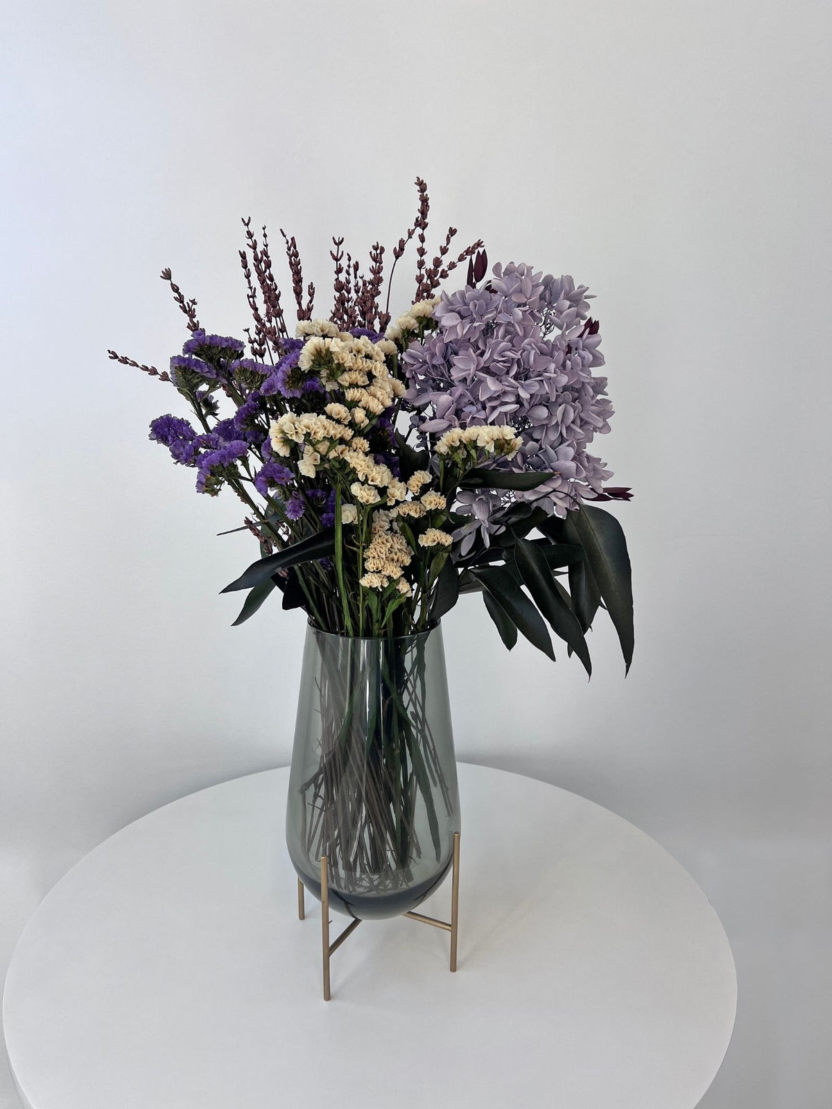 Sylvie – Lavender Preserved Wildflower Arrangement in Échasse Vase – Luxe