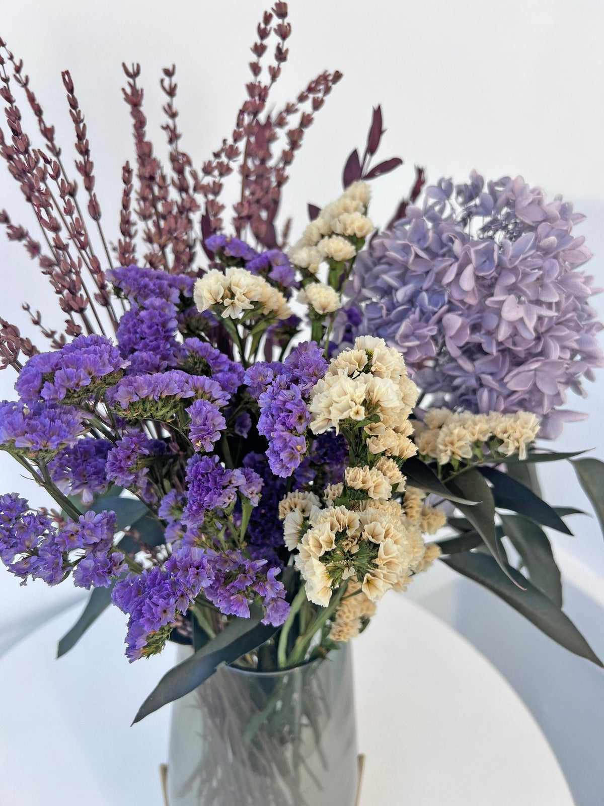 Sylvie – Lavender Preserved Wildflower Arrangement in Échasse Vase – Luxe