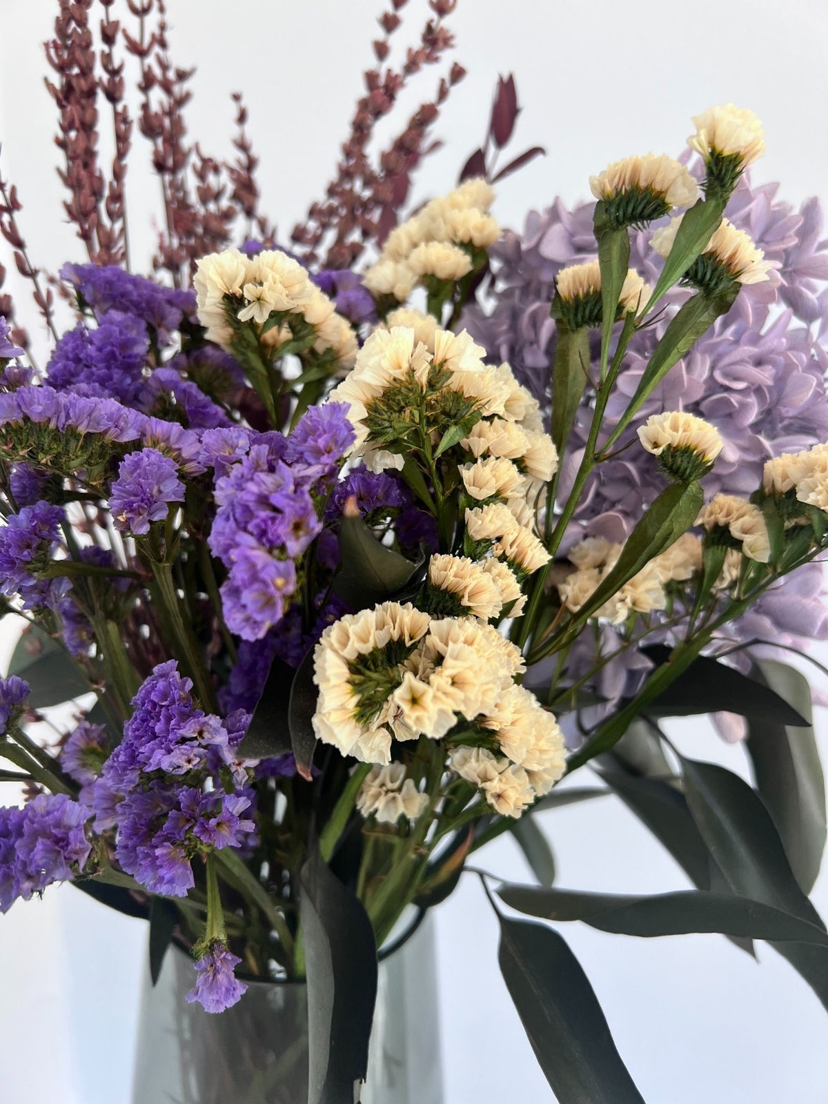 Sylvie – Lavender Preserved Wildflower Arrangement in Échasse Vase – Luxe