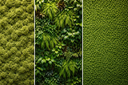 Close comparison of preserved moss wall, living green wall, and faux synthetic panel textures — a specification guide for NYC commercial interiors by Nordblooms