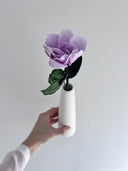 The Classic Gardenia – Light Lavender Long Stem Preserved Gardenia in Ceramic Bud Vase – Classic