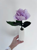 The Classic Gardenia – Light Lavender Long Stem Preserved Gardenia in Ceramic Bud Vase – Classic