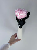 The Classic Peony – Pink Lace Long Stem Preserved Peony in Ceramic Bud Vase – Classic