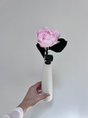 The Classic Peony – Pink Lace Long Stem Preserved Peony in Ceramic Bud Vase – Classic