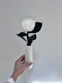The Classic Peony – Crisp White Long Stem Preserved Peony in Ceramic Bud Vase – Classic