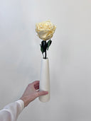 The Classic Rose – Creme White Long Stem Preserved Rose in Ceramic Bud Vase – Classic