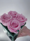 The Mirror Rose – Small – Taffy Pink Preserved Roses in Mirrored Vase – Classic