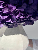 Cassia – Indigo Purple Preserved Hydrangea Arrangement in Tall White Earthenware Vase – Luxe