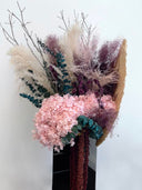 Opal – Pink Preserved Hydrangea Arrangement in Black Glass Vase – Luxe (Exclusive Piece)