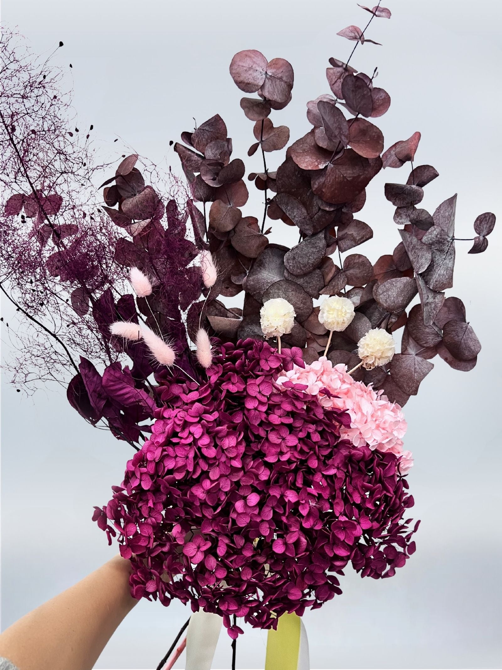 Scarlet β Burgundy & Cotton Candy Preserved Flower Bouquet β Classic
