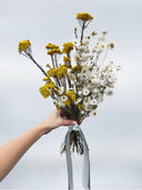 Gracie – White and Mustard Yellow Dried and Preserved Flower Bouquet – Classic