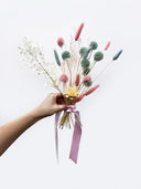 Christine – Petite Pink and Teal Dried and Preserved Flower Bouquet – Classic