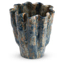 Demitra Vase in blue and brown ceramic, seen from above